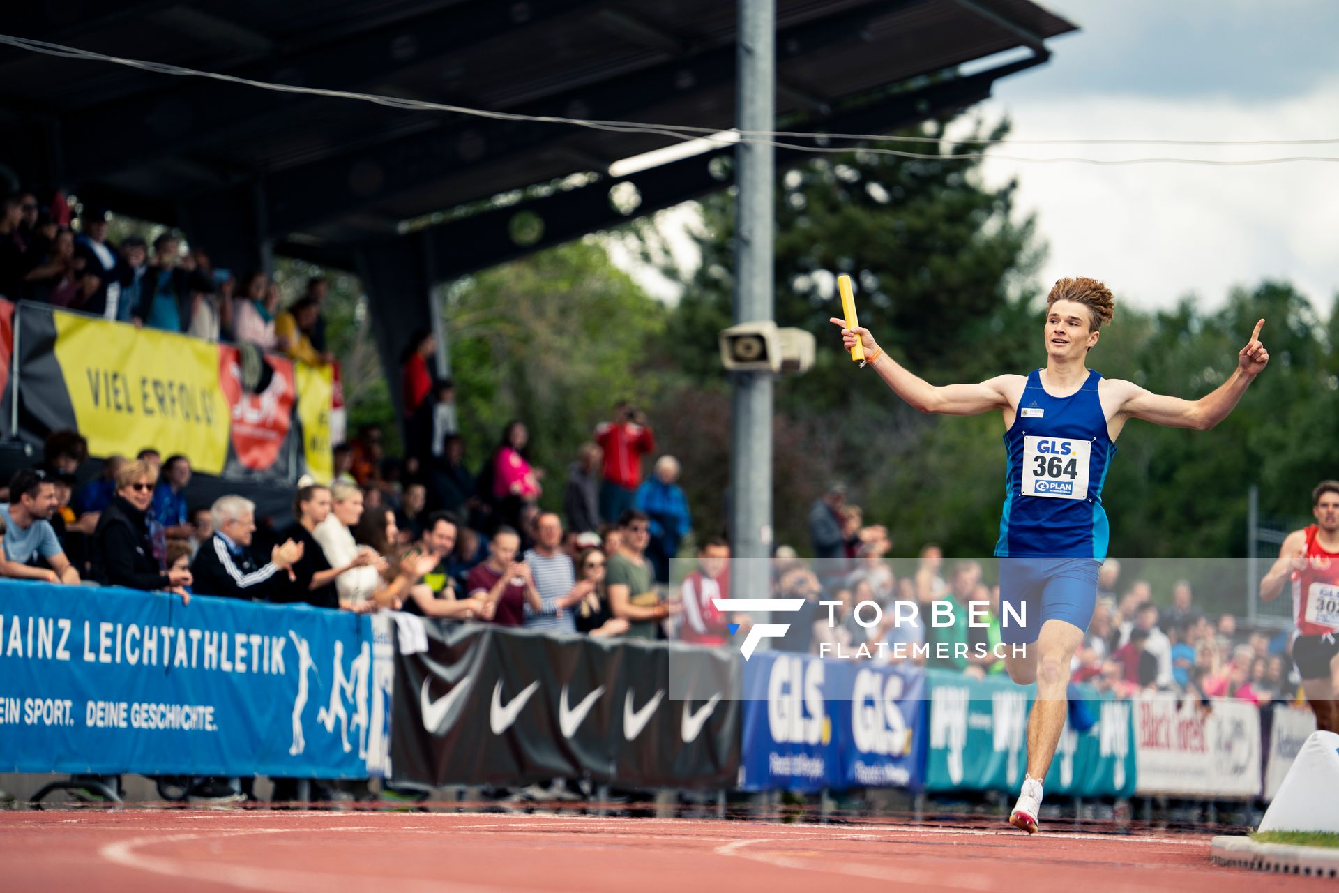 Rocco Martin (StG Leipzig) am 29.05.2022 waehrend der Deutschen Meisterschaften Langstaffel im Otto-Schott-Sportzentrum in Mainz